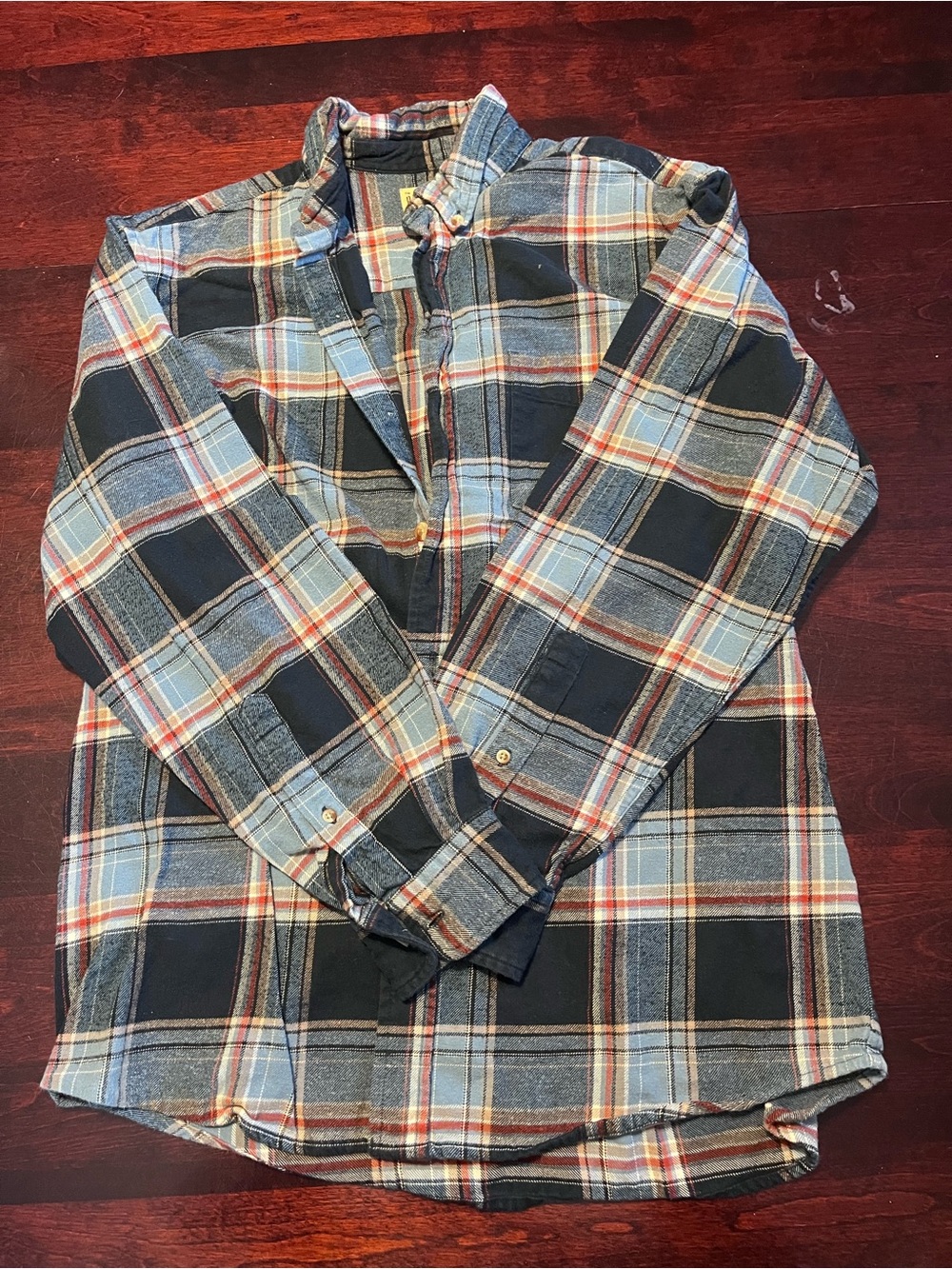 Red head Blue & Black Plaid Button-Up Shirt